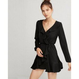 XS EXPRESS Ruffle Fit And‎ Flare Mini Dress Black New